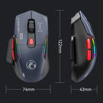 Mouse da gioco wireless iMICE G203 Tri-Mode, 12800 DPI, frequenza di polling di 1000Hz, ricaricabile, con illuminazione RGB., G203