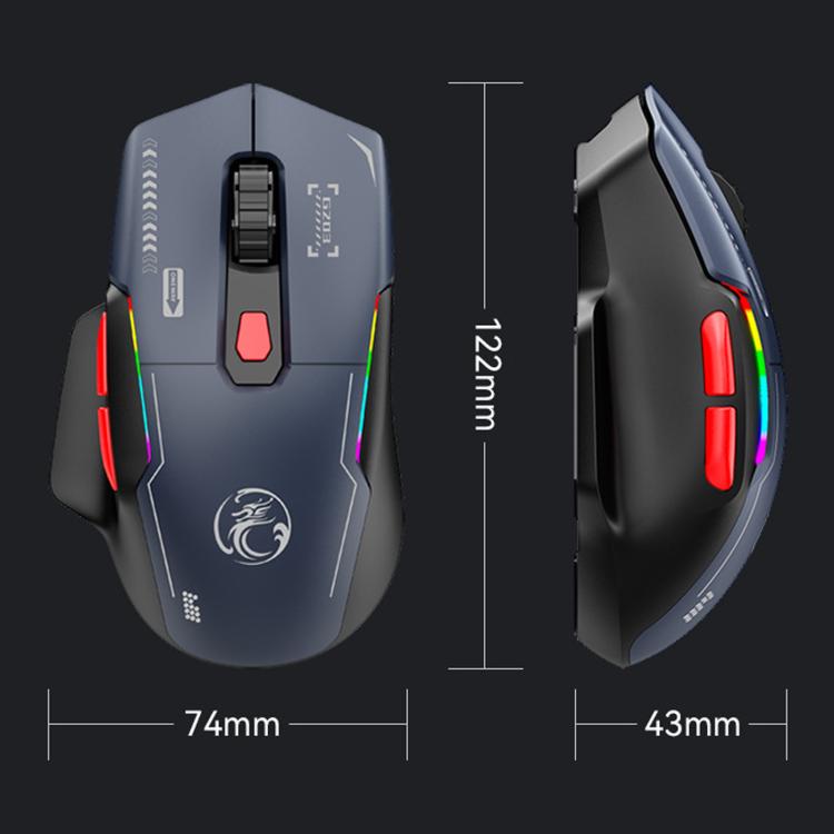 Mouse da gioco wireless iMICE G203 Tri-Mode, 12800 DPI, frequenza di polling di 1000Hz, ricaricabile, con illuminazione RGB., G203