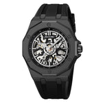 Orologio da polso automatico meccanico da uomo SKMEI M036 con quadrante scheletrato, in acciaio inossidabile, ideale per occasioni formali e informali., Gold Silicone Strap, Silver Silicone Strap, Black Silicone Strap, Gold Stainless Steel Strap       ...