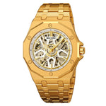 Orologio da polso automatico meccanico da uomo SKMEI M036 con quadrante scheletrato, in acciaio inossidabile, ideale per occasioni formali e informali., Gold Silicone Strap, Silver Silicone Strap, Black Silicone Strap, Gold Stainless Steel Strap       ...