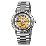 Orologio da polso meccanico automatico SKMEI M035 da uomo, scheletrato, elegante e da lavoro., Gold Stainless Steel, Silver Stainless Steel, Gold Case Black Leather Strap, Silver Case Dark Brown Leather Strap, Silver Case Light Brown Leather Strap     ...