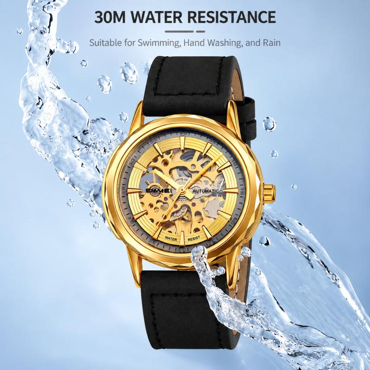 Orologio da polso meccanico automatico SKMEI M035 da uomo, scheletrato, elegante e da lavoro., Gold Stainless Steel, Silver Stainless Steel, Gold Case Black Leather Strap, Silver Case Dark Brown Leather Strap, Silver Case Light Brown Leather Strap     ...
