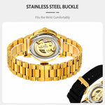 Orologio da polso meccanico automatico SKMEI M035 da uomo, scheletrato, elegante e da lavoro., Gold Stainless Steel, Silver Stainless Steel, Gold Case Black Leather Strap, Silver Case Dark Brown Leather Strap, Silver Case Light Brown Leather Strap     ...