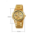 Orologio da polso meccanico automatico SKMEI M035 da uomo, scheletrato, elegante e da lavoro., Gold Stainless Steel, Silver Stainless Steel, Gold Case Black Leather Strap, Silver Case Dark Brown Leather Strap, Silver Case Light Brown Leather Strap     ...