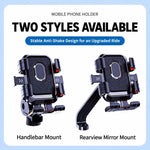 Supporto per telefono con navigatore stabilizzato contro le vibrazioni per moto elettrica, Handlebar, Rearview Mirror