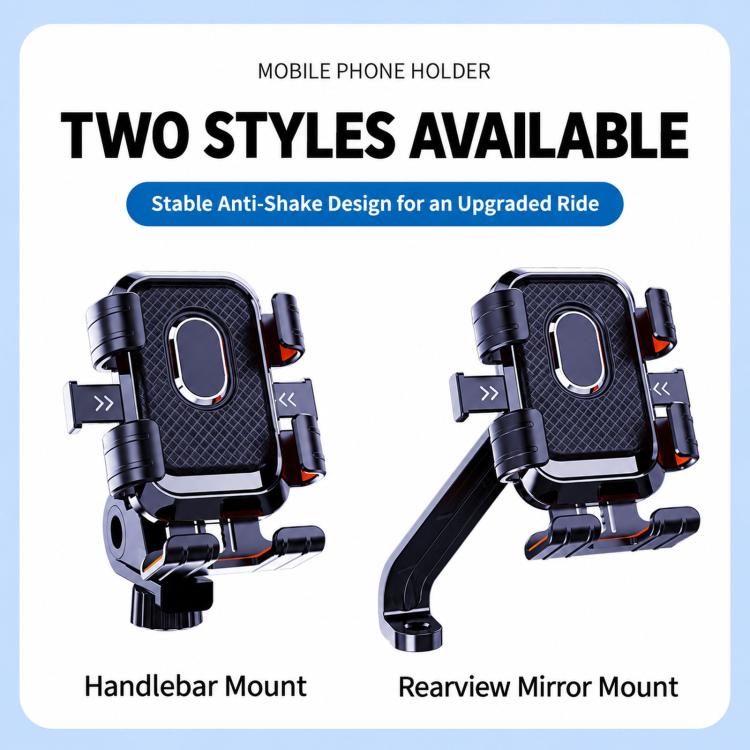 Supporto per telefono con navigatore stabilizzato contro le vibrazioni per moto elettrica, Handlebar, Rearview Mirror