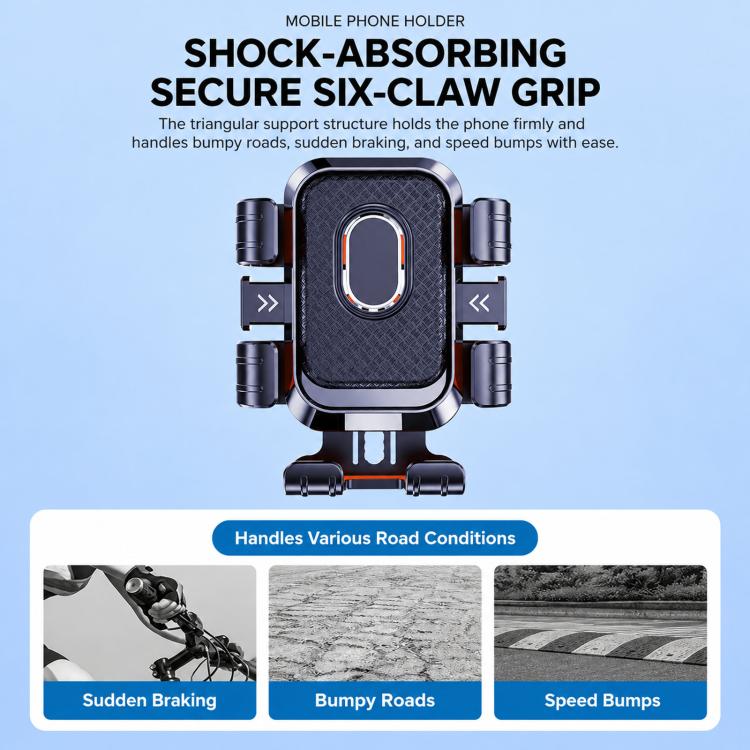 Supporto per telefono con navigatore stabilizzato contro le vibrazioni per moto elettrica, Handlebar, Rearview Mirror