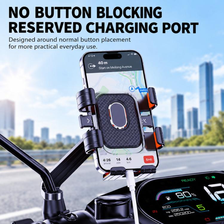 Supporto per telefono con navigatore stabilizzato contro le vibrazioni per moto elettrica, Handlebar, Rearview Mirror