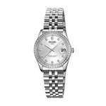 Orologio al quarzo SKMEI con diamanti, cassa in acciaio inossidabile, calendario, impermeabile, ideale per occasioni formali e di coppia., Q2538 Men Style Gold, Q2538 Men Style Silver, Q2539 Women Style Silver