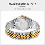 Orologio al quarzo SKMEI con diamanti, cassa in acciaio inossidabile, calendario, impermeabile, ideale per occasioni formali e di coppia., Q2538 Men Style Gold, Q2538 Men Style Silver, Q2539 Women Style Silver
