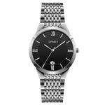 Orologio da polso SKMEI Ultra Thin Couple al quarzo, in acciaio inossidabile, impermeabile fino a 30 metri, con datario.