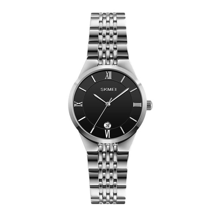 Orologio da polso SKMEI Ultra Thin Couple al quarzo, in acciaio inossidabile, impermeabile fino a 30 metri, con datario.