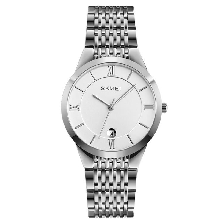 Orologio da polso SKMEI Ultra Thin Couple al quarzo, in acciaio inossidabile, impermeabile fino a 30 metri, con datario.