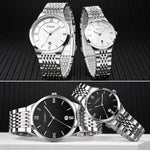 Orologio da polso SKMEI Ultra Thin Couple al quarzo, in acciaio inossidabile, impermeabile fino a 30 metri, con datario.