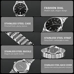 Orologio da polso SKMEI Ultra Thin Couple al quarzo, in acciaio inossidabile, impermeabile fino a 30 metri, con datario.
