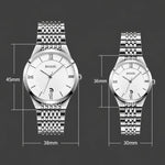 Orologio da polso SKMEI Ultra Thin Couple al quarzo, in acciaio inossidabile, impermeabile fino a 30 metri, con datario.