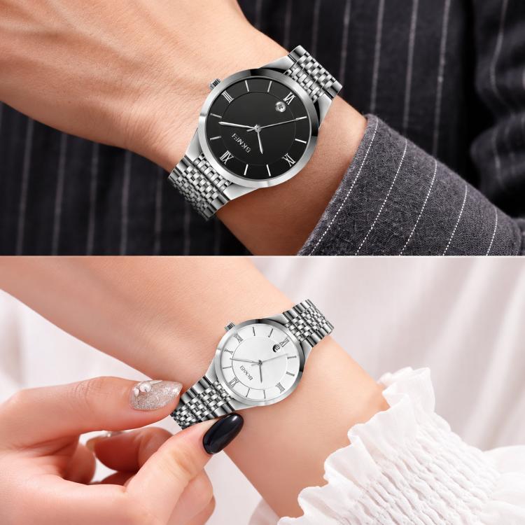 Orologio da polso SKMEI Ultra Thin Couple al quarzo, in acciaio inossidabile, impermeabile fino a 30 metri, con datario.