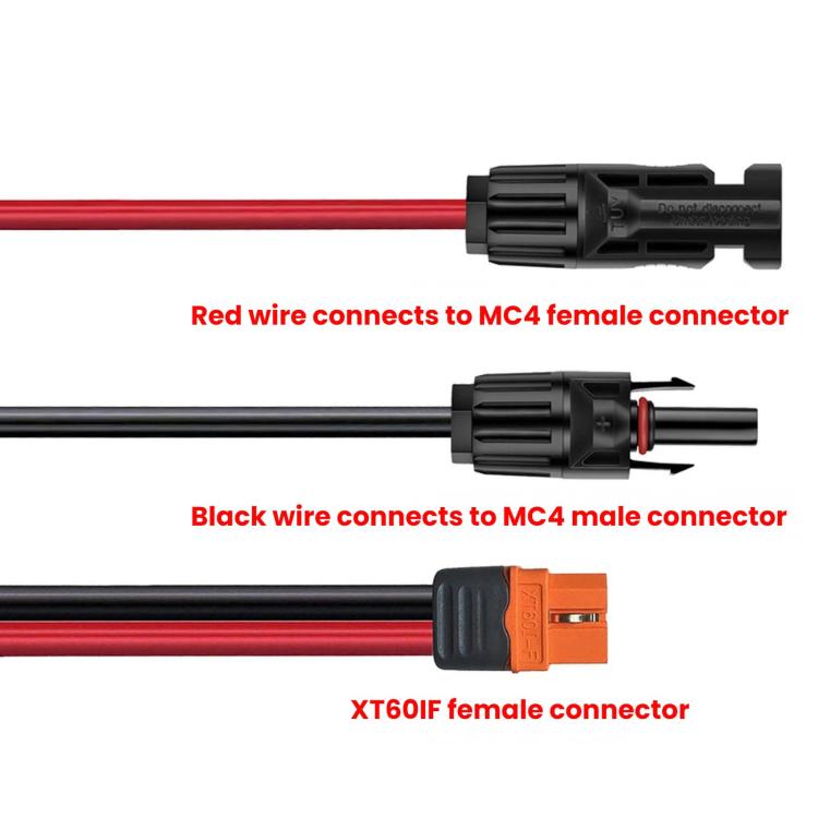 Cavo di ricarica per batterie portatili in rame puro da MC4 a XT60if, 91.5cm, 150cm, 180cm, 270cm, 365cm, 500cm