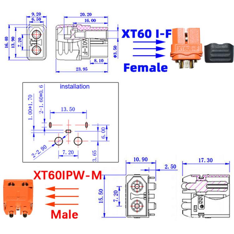 Cavo di prolunga XT60if maschio/femmina con connettore in rame puro da 12AWG per sistemi di accumulo di energia mobile., 0.61m, 0.91m, 1.83m, 3.66m, 6.1m, 9.15m, 12.1m, 15.2m