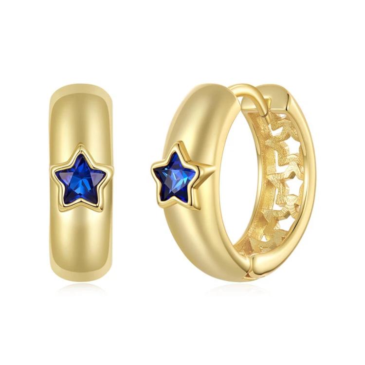 Orecchini a forma di stella in rame e argento sterling S925, YIE424