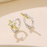 Orecchini pendenti in rame con motivo a stella su entrambi i lati, in argento sterling S925., YIE425