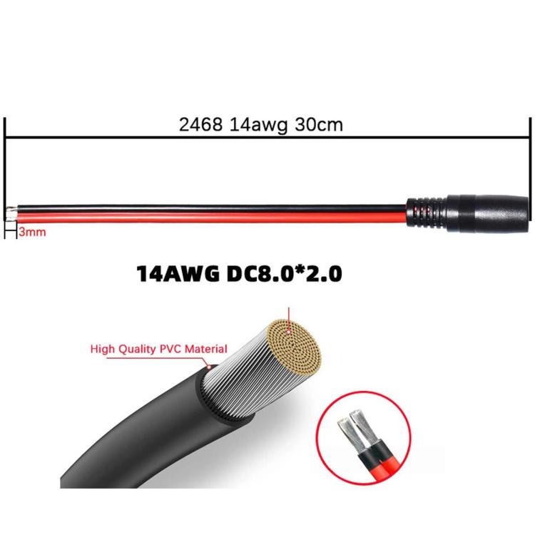 Cavo di prolunga per la ricarica di batterie portatili DC8020, Female Single-ended Wire, Male Single-ended Wire