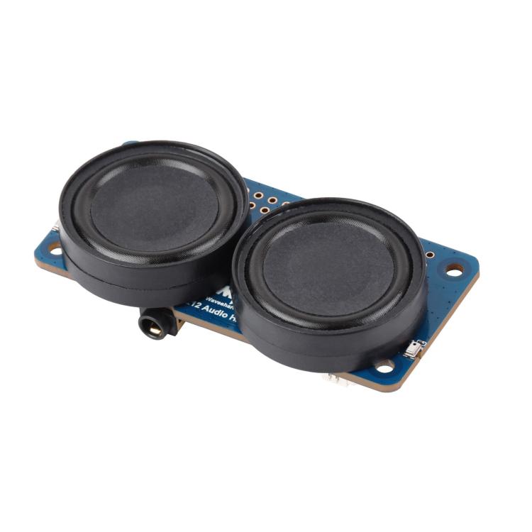 Waveshare DA7212 HAT audio I2S di tipo B per Raspberry Pi, connettori per altoparlanti integrati e chip EEPROM.