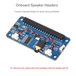 Waveshare DA7212 HAT audio I2S di tipo B per Raspberry Pi, connettori per altoparlanti integrati e chip EEPROM.