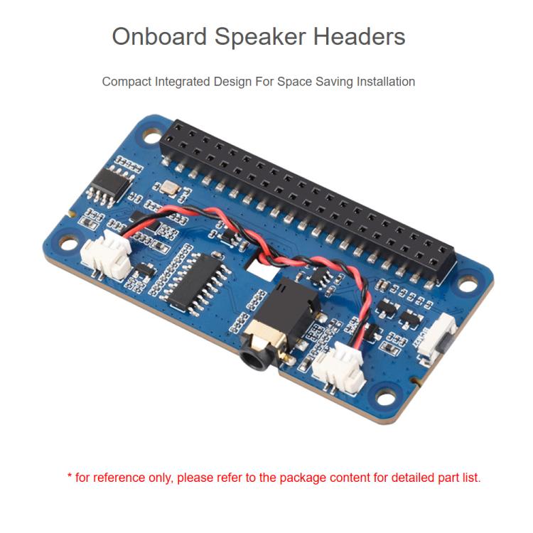 Waveshare DA7212 HAT audio I2S di tipo B per Raspberry Pi, connettori per altoparlanti integrati e chip EEPROM.
