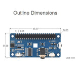 Waveshare DA7212 HAT audio I2S di tipo B per Raspberry Pi, connettori per altoparlanti integrati e chip EEPROM.