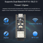 Scheda di sviluppo Wi-Fi 6 dual-band Waveshare ESP32-C5 con antenna FPC esterna, Without Pinheader, With Pinheader