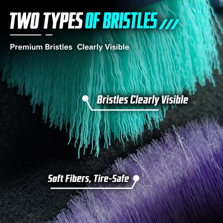 qili Spazzola per pneumatici per auto con manico rivestito in gomma Spazzola per la pulizia dei tappeti, Soft Fuzz Large, Strong Fuzz Large, Open Pile Large, Soft Fuzz Small, Strong Fuzz Small