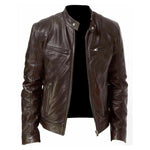 Giacca invernale da moto in PU con multitasche, collo alto e cerniera., M, L