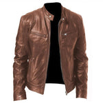 Giacca invernale da moto in PU con multitasche, collo alto e cerniera., M, L