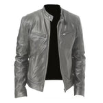 Giacca invernale da moto in PU con multitasche, collo alto e cerniera., XL, 2XL
