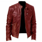 Giacca invernale da moto in PU con multitasche, collo alto e cerniera., 3XL, 4XL