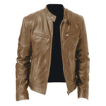 Giacca invernale da moto in PU con multitasche, collo alto e cerniera., 3XL, 4XL
