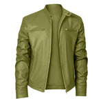 Giacca invernale da moto in PU con multitasche, collo alto e cerniera., 5XL