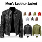 Giacca invernale da moto in PU con multitasche, collo alto e cerniera., 3XL, 4XL