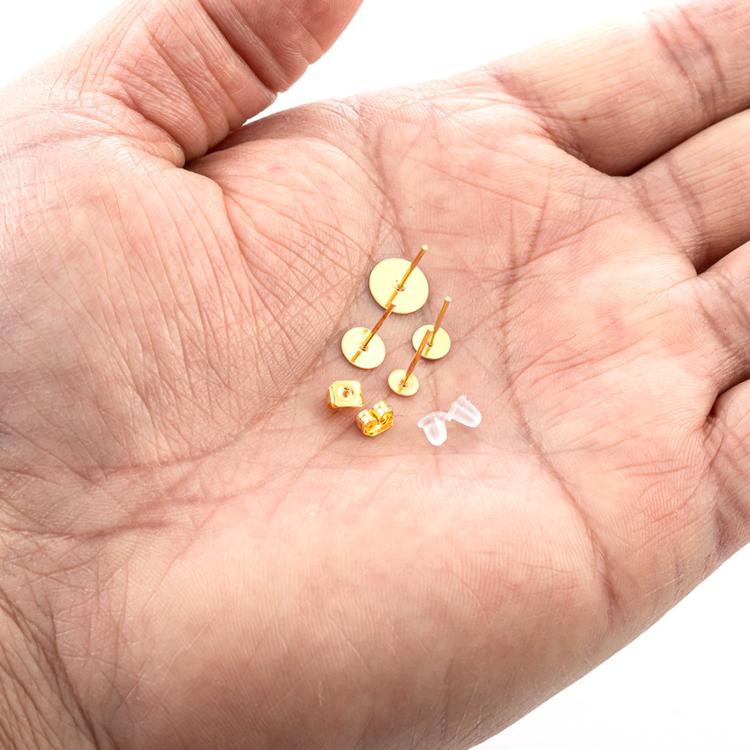 Kit di perni e chiusure per orecchini, componenti per orecchini a perno piatti con chiusure a farfalla e a proiettile