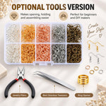 Kit per la creazione di orecchini da 1125 pezzi/scatola, con ganci e anellini, accessori per la creazione di gioielli fai da te., Without Tool, With Tool