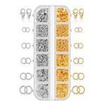 Kit per la creazione di gioielli (1040 pezzi/scatola): 40 chiusure a moschettone e 1000 anellini di giunzione in 5 misure (4 mm - 10 mm), With Tool K-White++Gold, Without Tool K-white Gold, With Tool K-White, Without Tool K-white