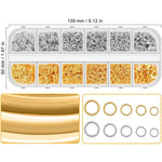 Kit per la creazione di gioielli (1040 pezzi/scatola): 40 chiusure a moschettone e 1000 anellini di giunzione in 5 misure (4 mm - 10 mm), With Tool K-White++Gold, Without Tool K-white Gold, With Tool K-White, Without Tool K-white