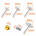 Kit da 400 pezzi (perni e chiusure per orecchini): 200 perni a perno piatto in 4 misure (4-8 mm) e 200 chiusure a farfalla.
