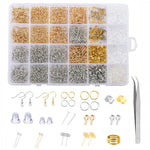 Kit per la creazione di orecchini da 2680 pezzi: monachelle, anellini di giunzione, perni a occhiello, perni a perno piatto con farfalline e pinzette.