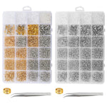 Kit per la creazione di orecchini da 2680 pezzi: monachelle, anellini di giunzione, perni a occhiello, perni a perno piatto con farfalline e pinzette.