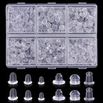 Kit di chiusure per orecchini in silicone trasparente – Assortimento di gommini morbidi, 600 PCS/Box Standard, 600 PCS/Box Novelty Shaped, 300 PCS/Box Hamburger & Disc