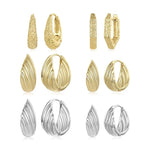 Orecchini con perno in argento e texture metallica ondulata, YIE420, YIE421, YIE422-AL, YIE422-AS, YIE422-BL, YIE422-BS