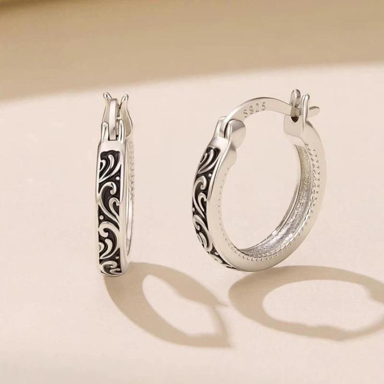 Vintage-style Patterned Brass Earring Backs With Silver Posts, YIE423-A, YIE423-B