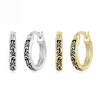 Vintage-style Patterned Brass Earring Backs With Silver Posts, YIE423-A, YIE423-B